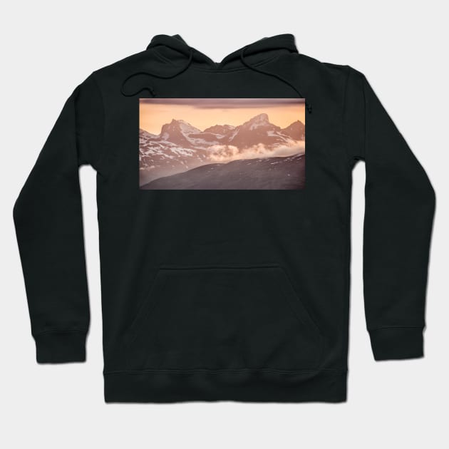 Fiery Sky, Snowy Mountains Hoodie by krepsher